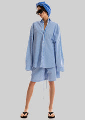 Rimini Oversized Poplin Shirt - Blue/White Stripe