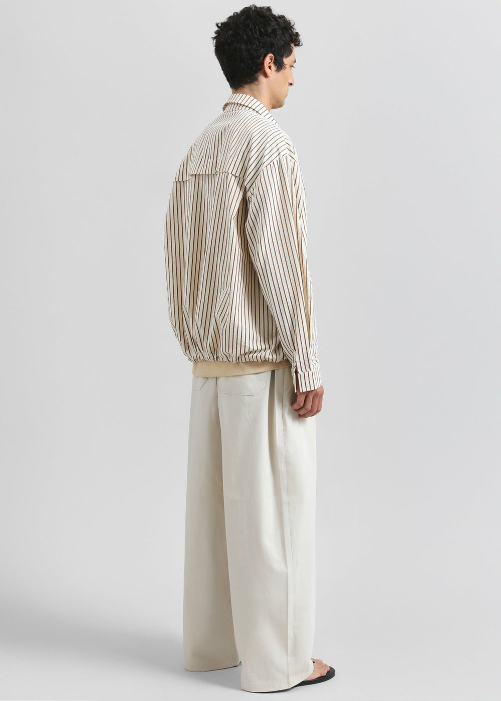 Corwin Shirt Jacket - Beige/Brown Stripe