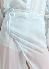 Oria Sheer Silk Chiffon Wrap Skirt - Pale Blue