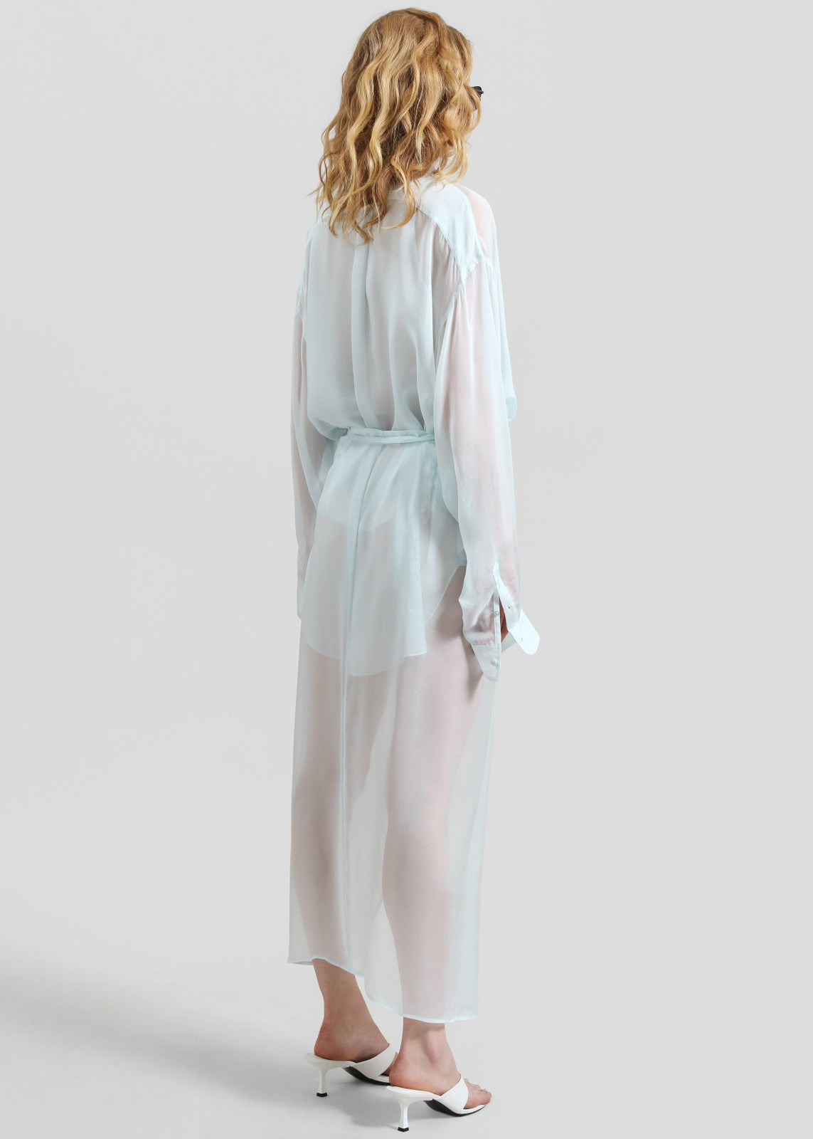 Oria Sheer Silk Chiffon Wrap Skirt - Pale Blue