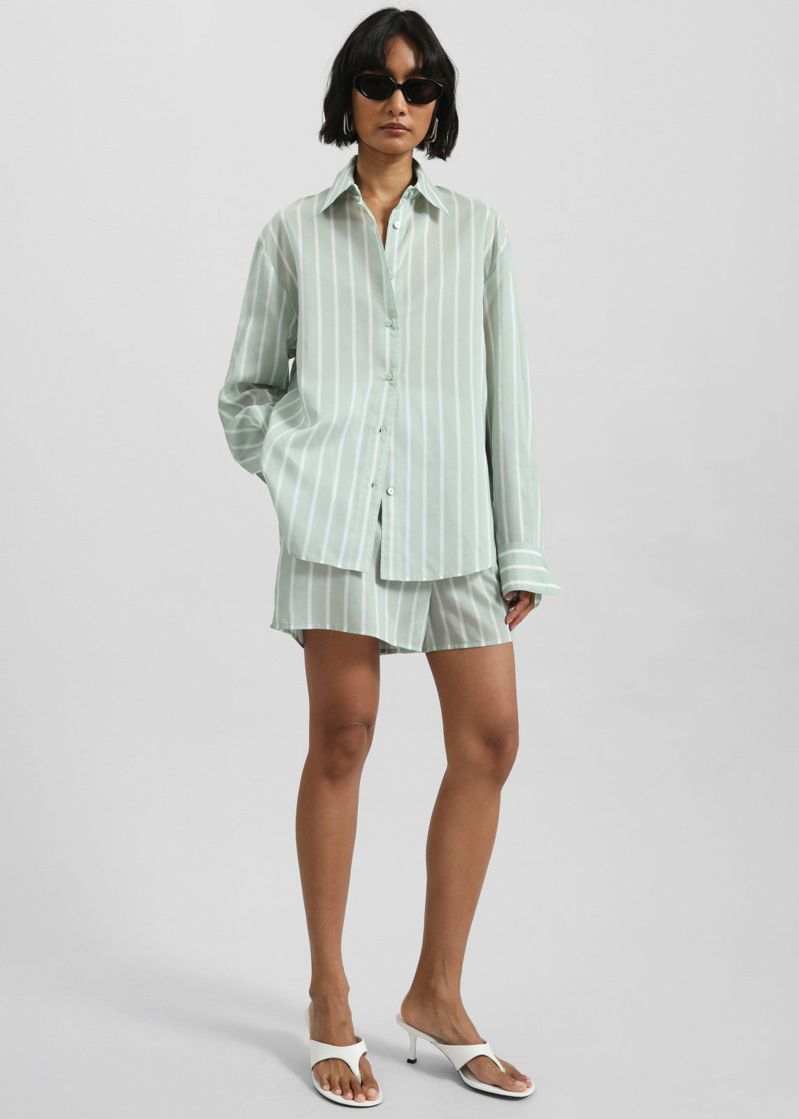 Lui Silk Boxer Shorts - Green Stripe