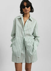 Peri Silk Shirt - Green Stripe