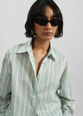 Peri Silk Shirt - Green Stripe