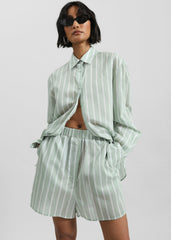 Peri Silk Shirt - Green Stripe