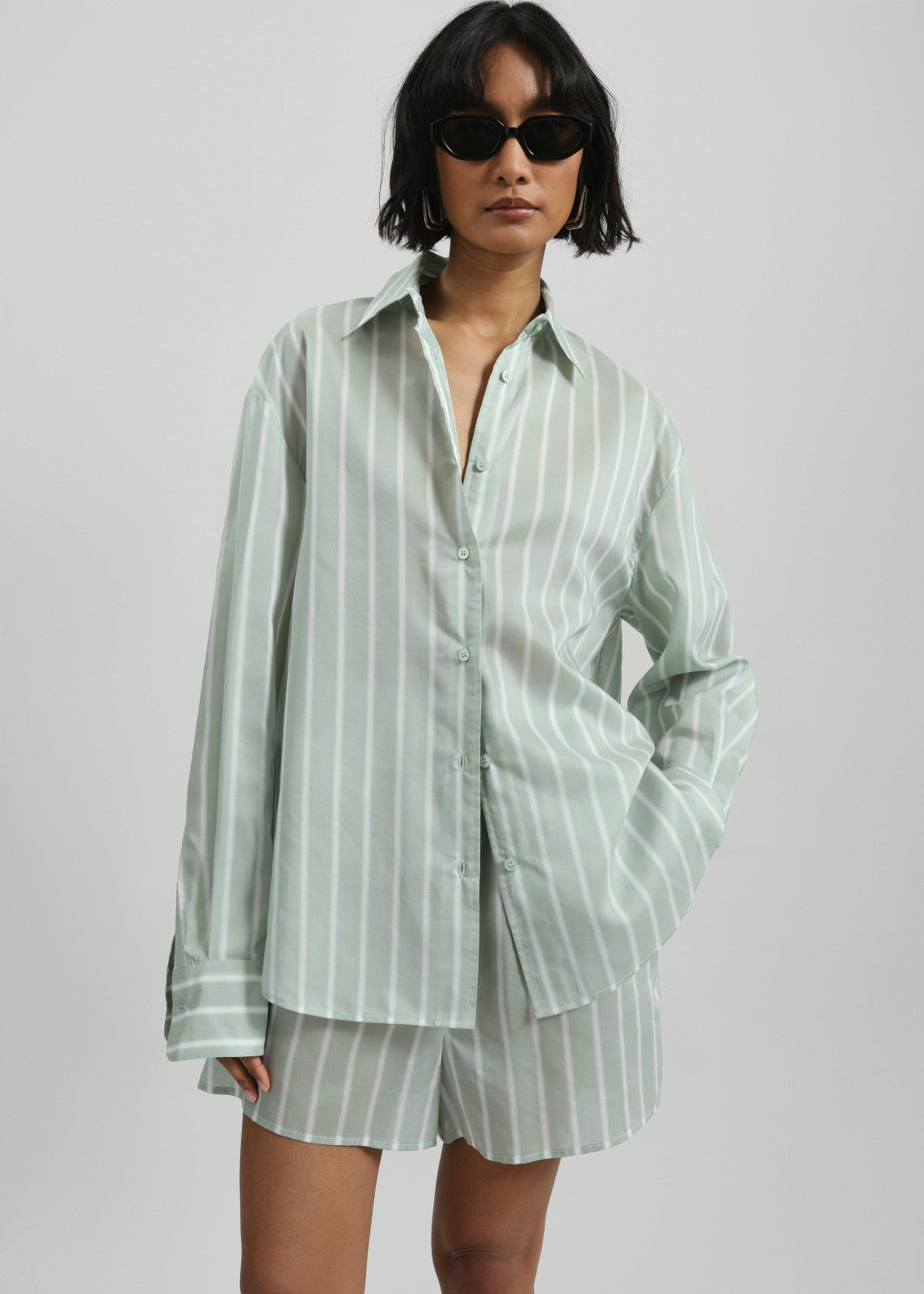Peri Silk Shirt - Green Stripe