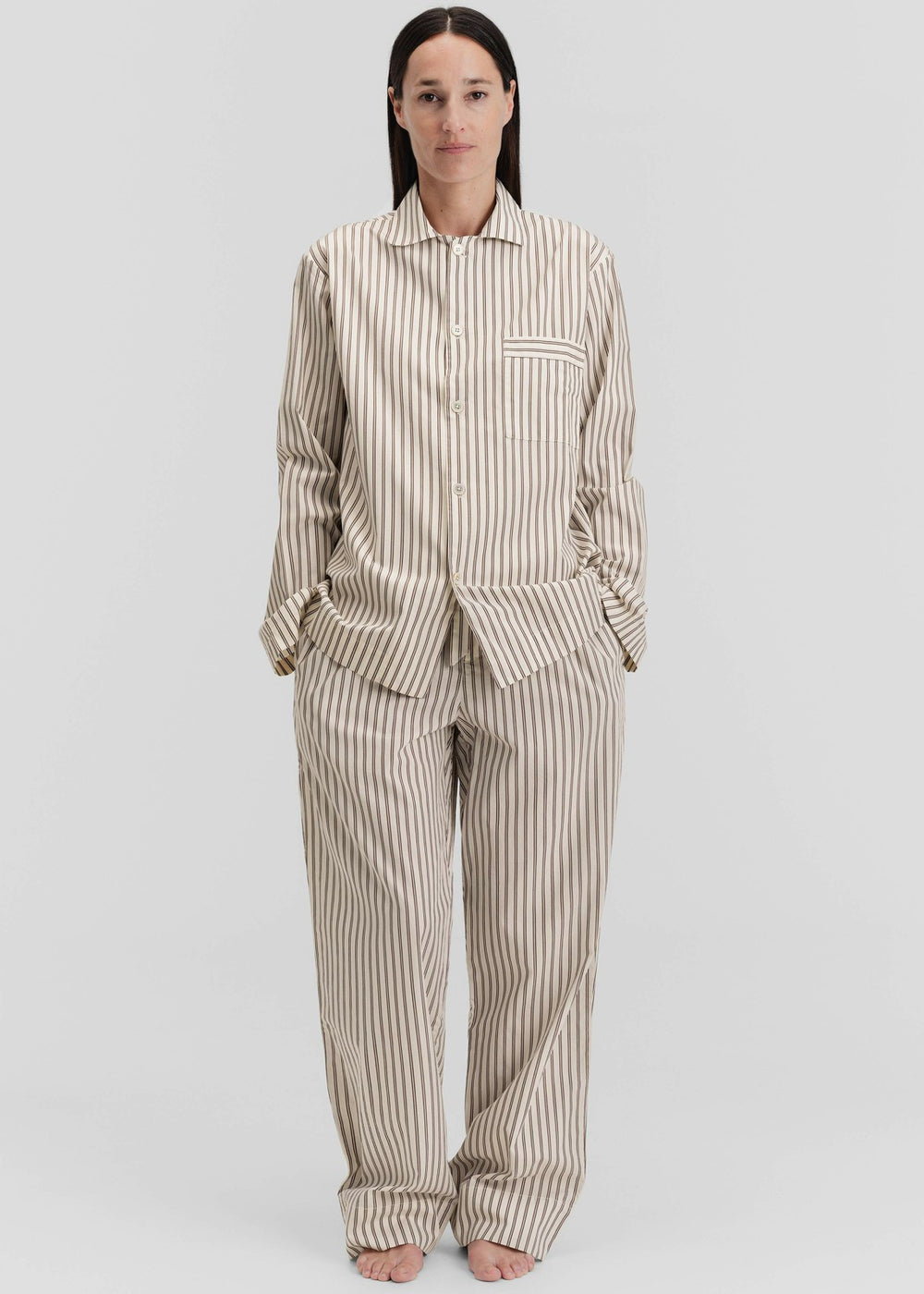 Tekla Poplin Pyjama Shirt - Hopper Stripes