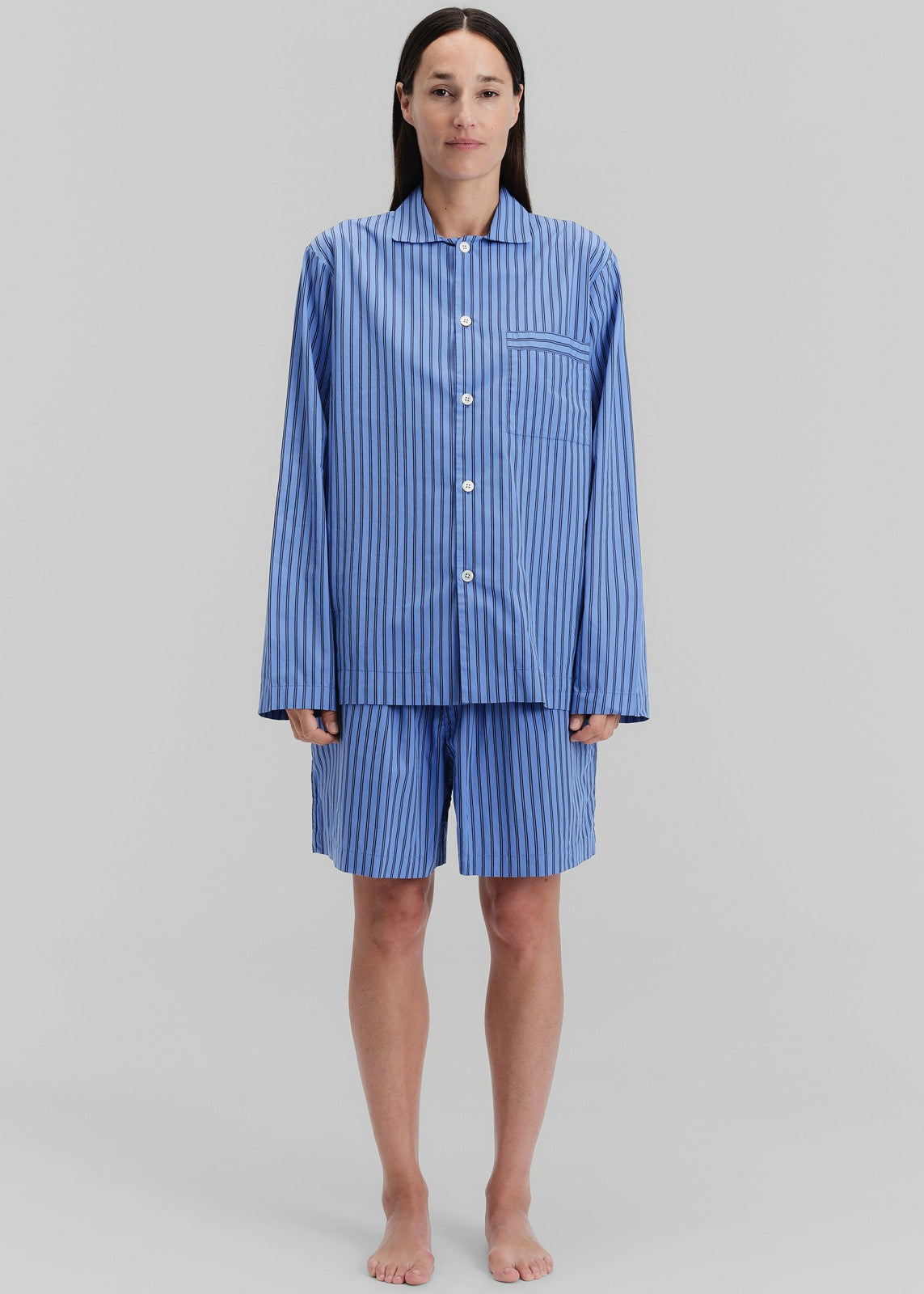 Tekla Poplin Pyjama Shorts - Boro Stripes