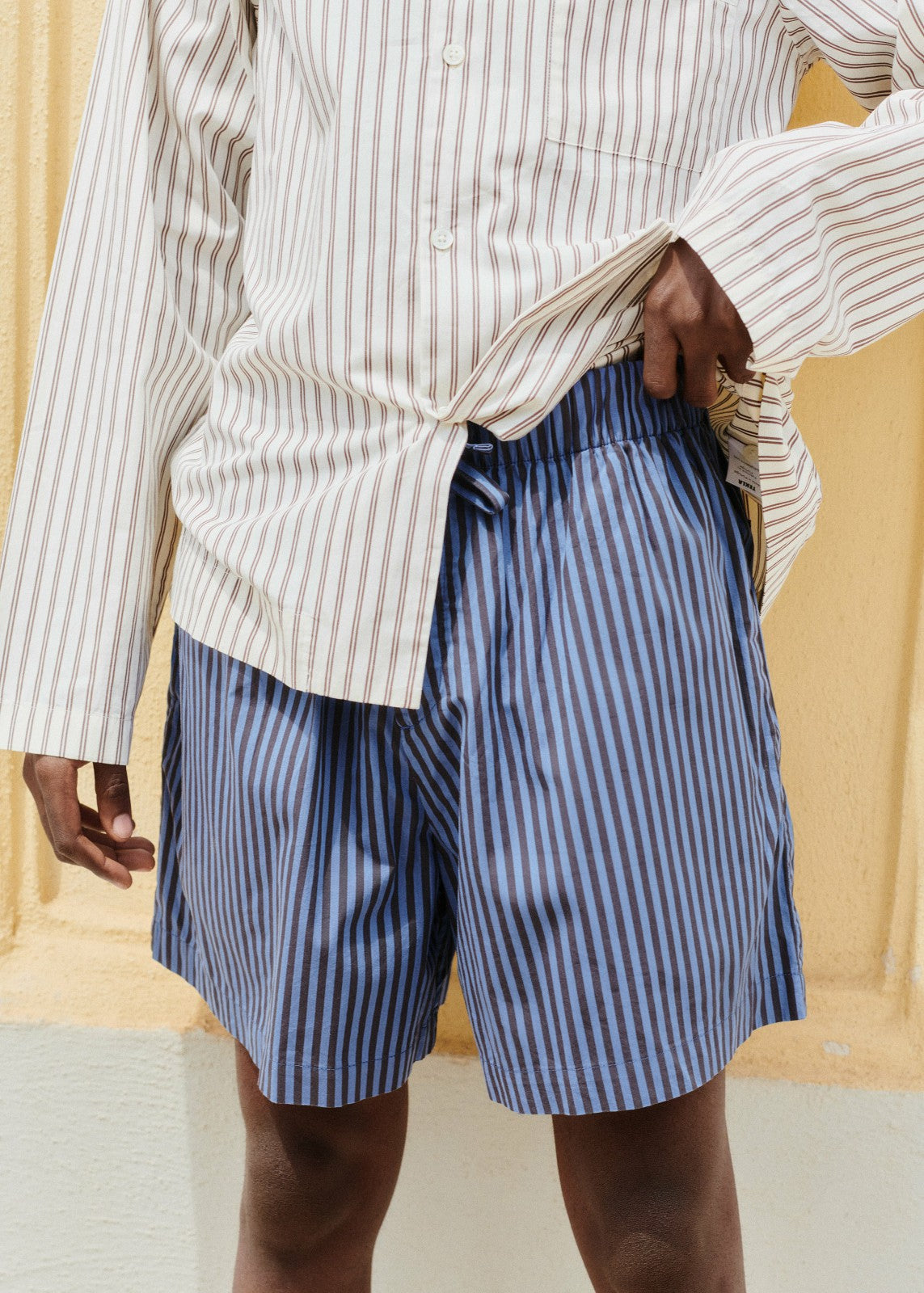 Tekla Poplin Pyjama Shorts - Boro Stripes