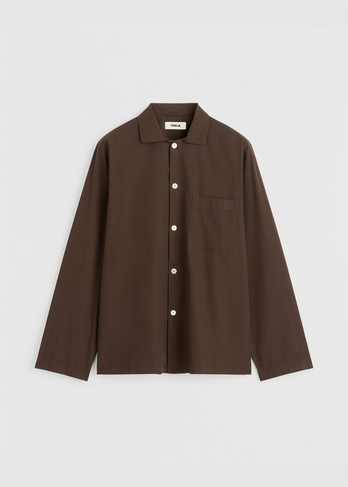 Tekla Poplin Pyjama Shirt - Coffee