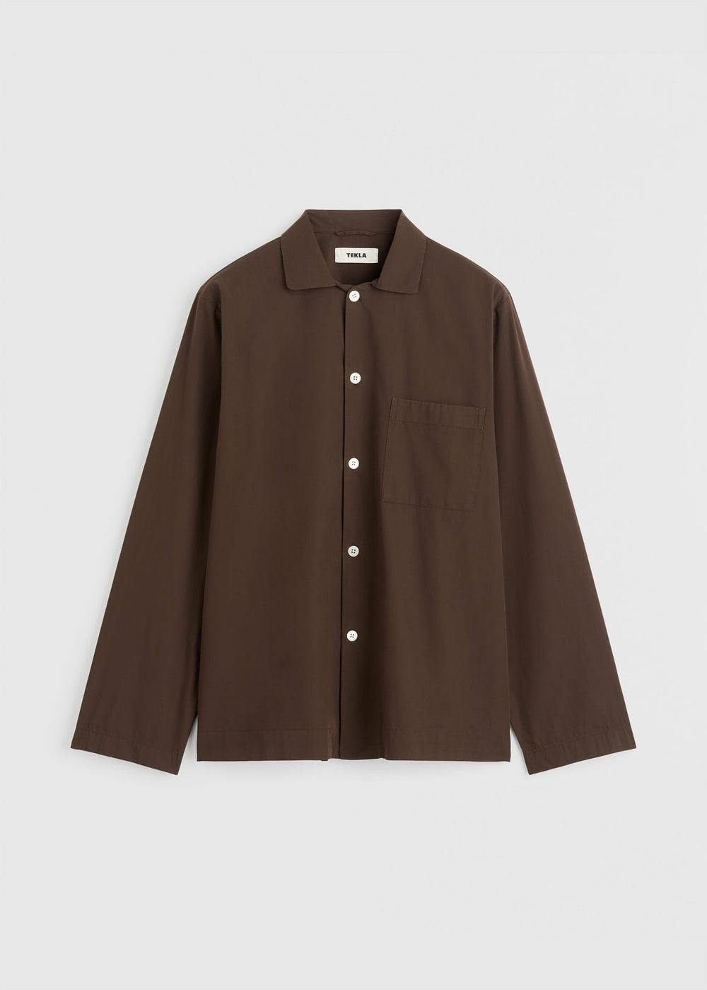 Tekla Poplin Pyjama Shirt - Coffee