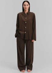 Tekla Poplin Pyjama Shirt - Coffee