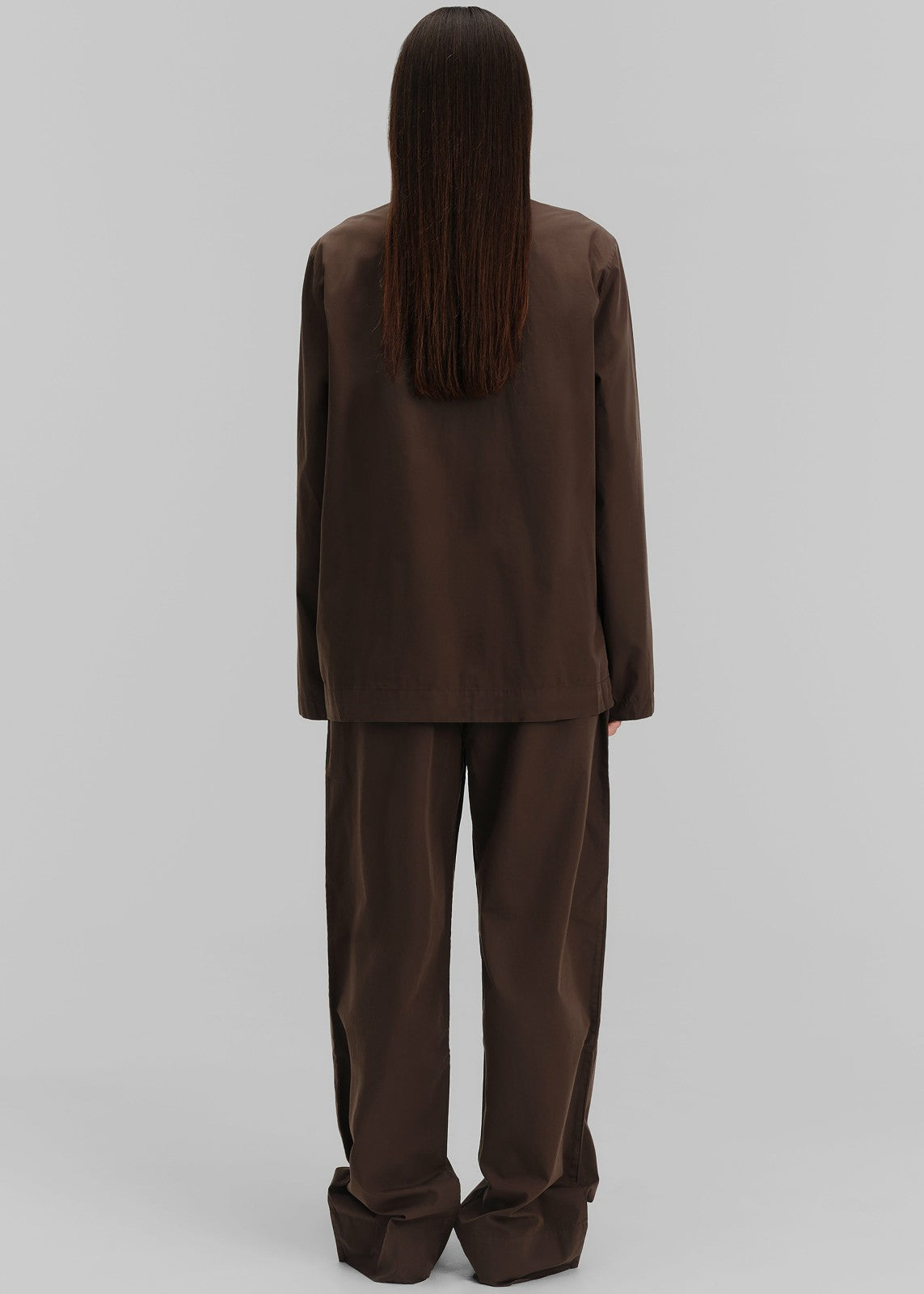 Tekla Poplin Pyjama Shirt - Coffee