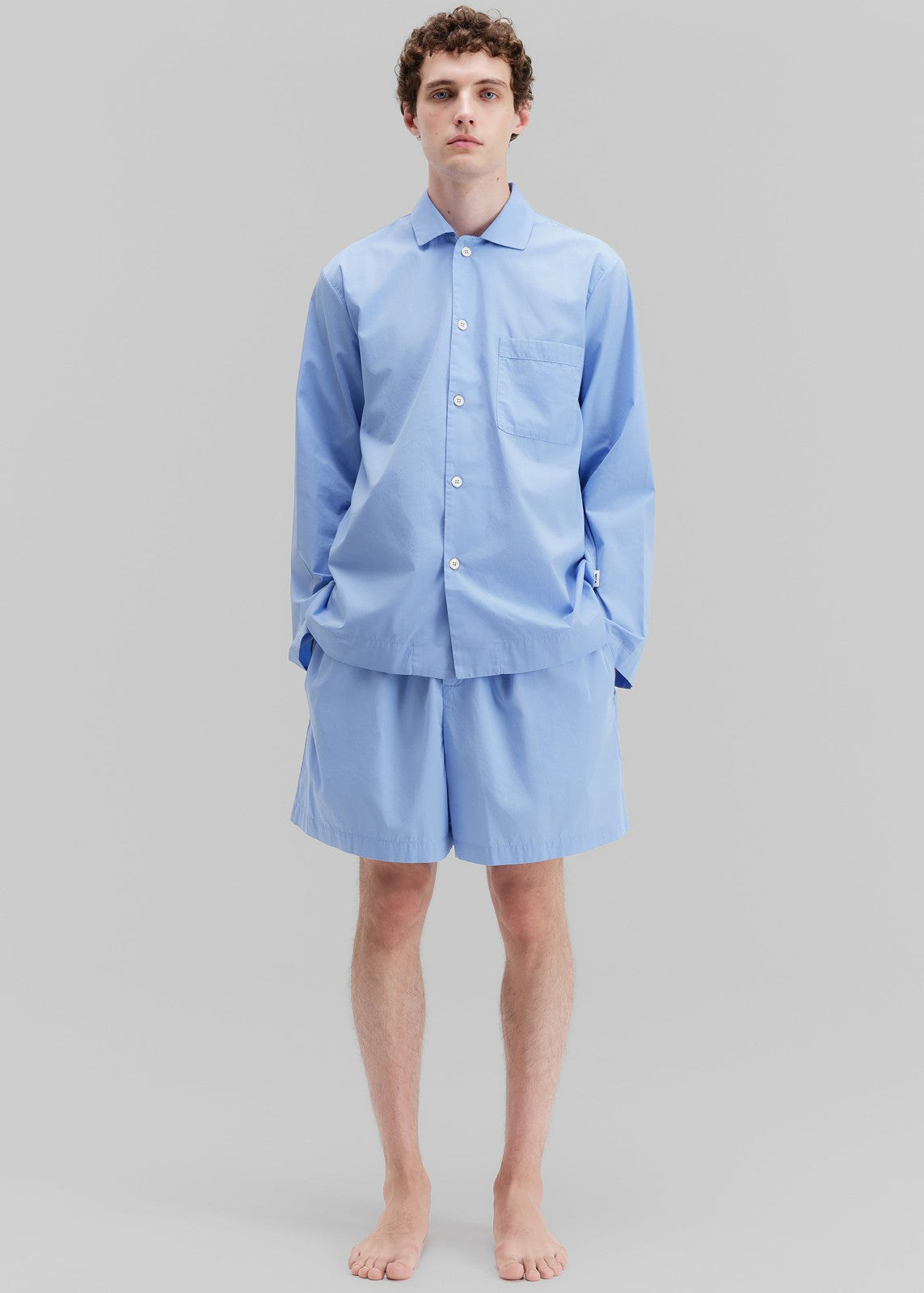 Tekla Poplin Pyjama Shorts - Cornflower Blue