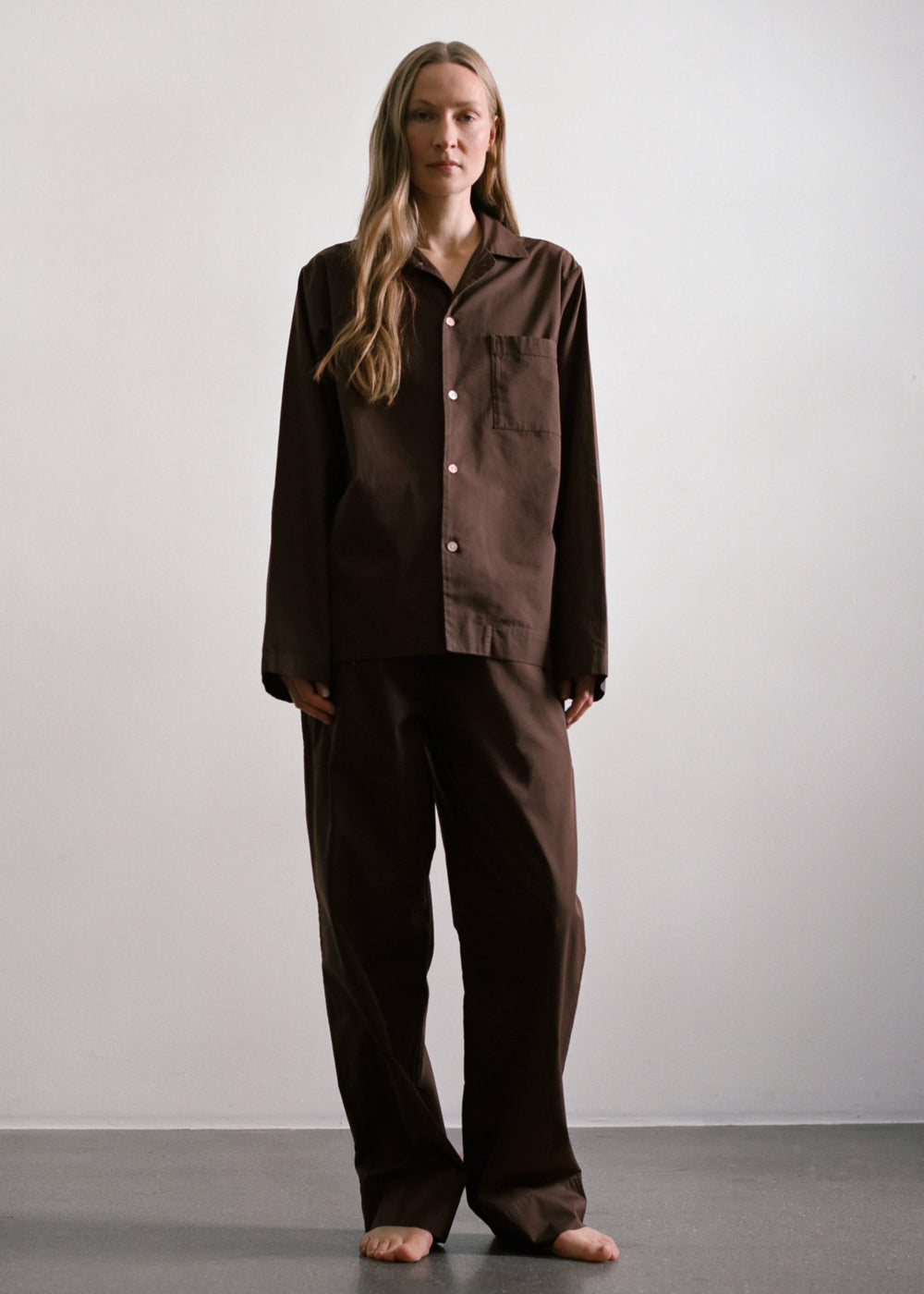 Tekla Poplin Pyjama Pants - Coffee