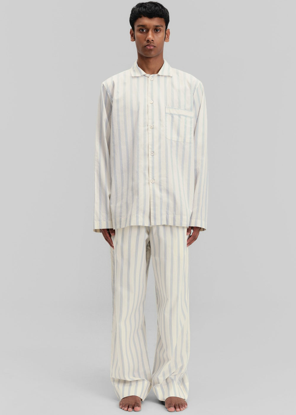Tekla Poplin Pyjama Shirt - Needle Stripes