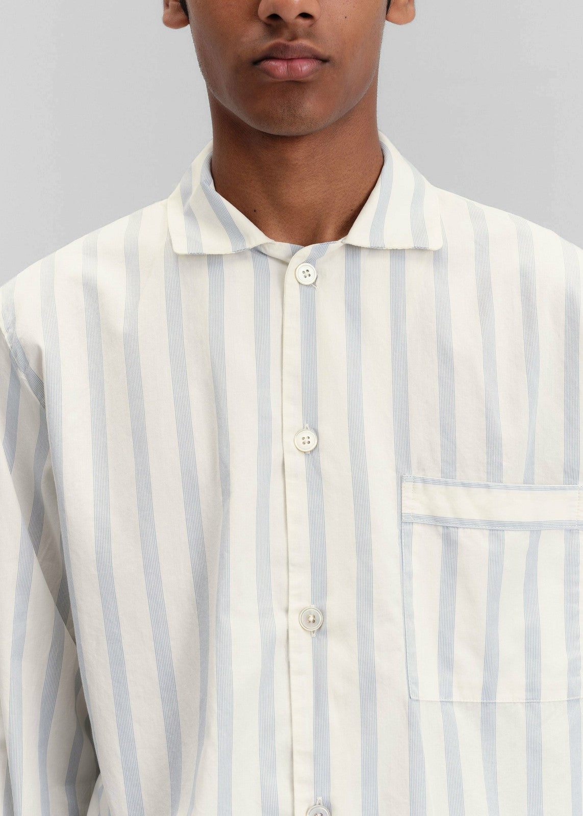 Tekla Poplin Pyjama Shirt - Needle Stripes