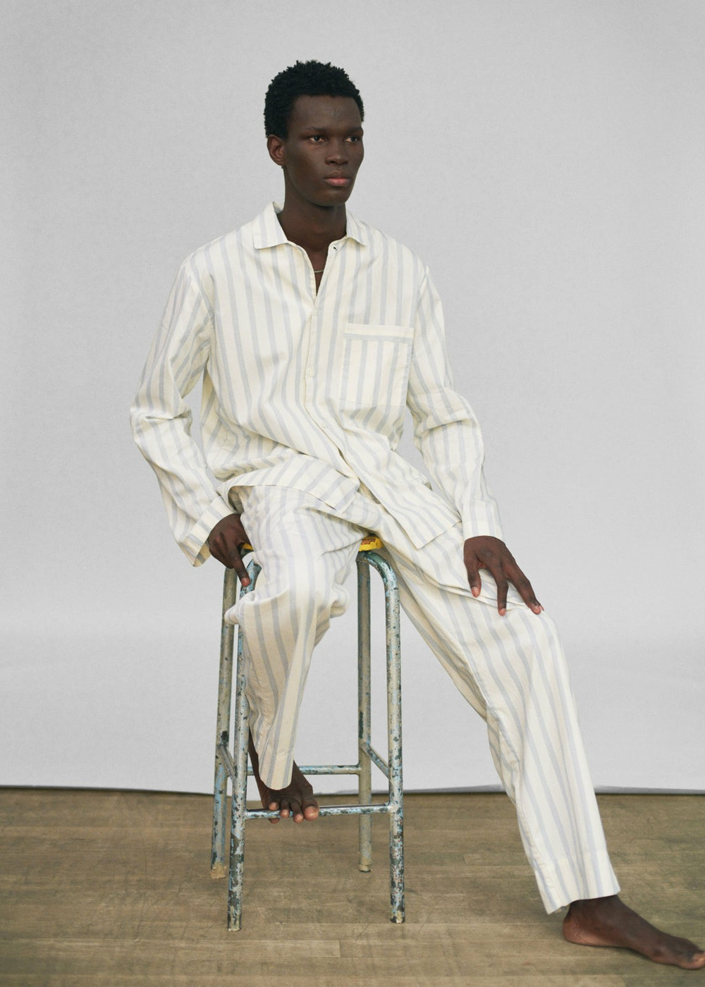 Tekla Poplin Pyjama Shirt - Needle Stripes