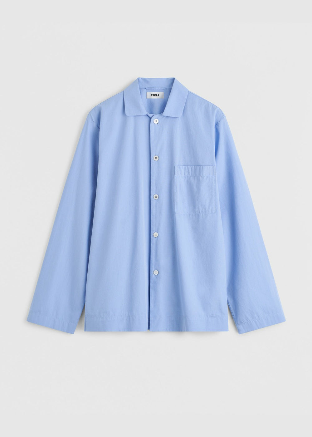Tekla Poplin Pyjama Shirt - Cornflower Blue