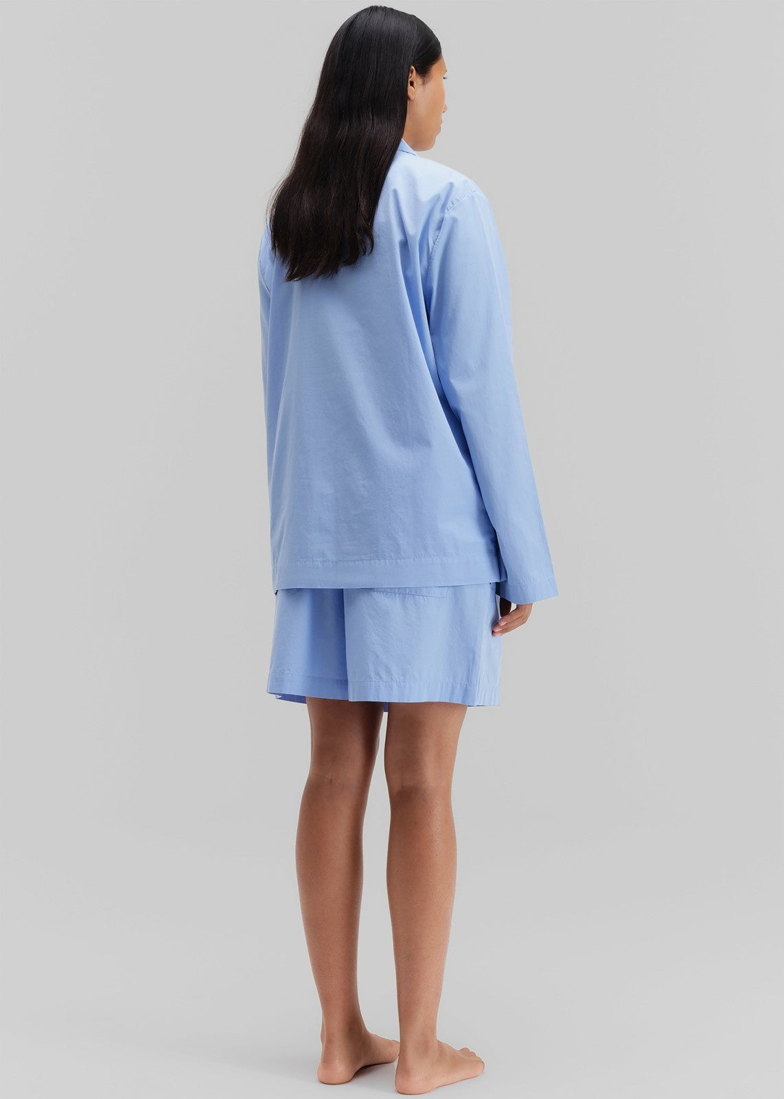 Tekla Poplin Pyjama Shirt - Cornflower Blue