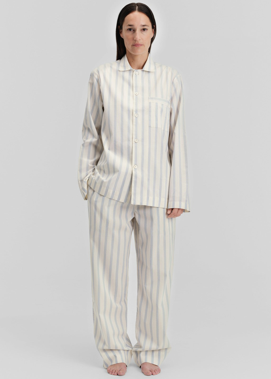 Tekla Poplin Pyjama Pants - Needle Stripes