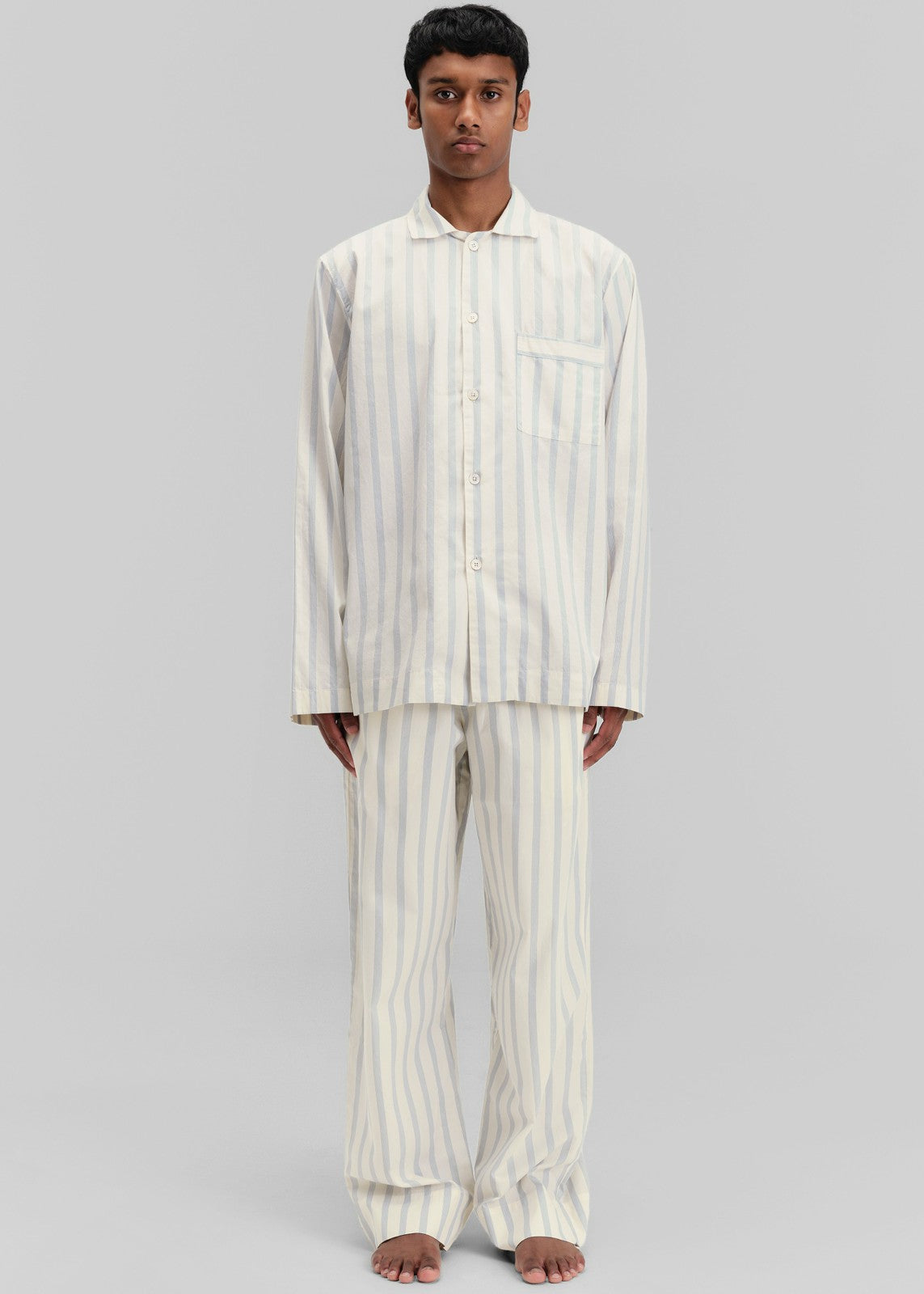 Tekla Poplin Pyjama Pants - Needle Stripes