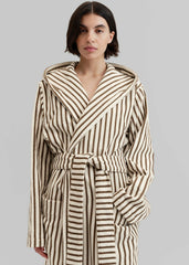 Tekla Hooded Bathrobe - Kodiak Stripes