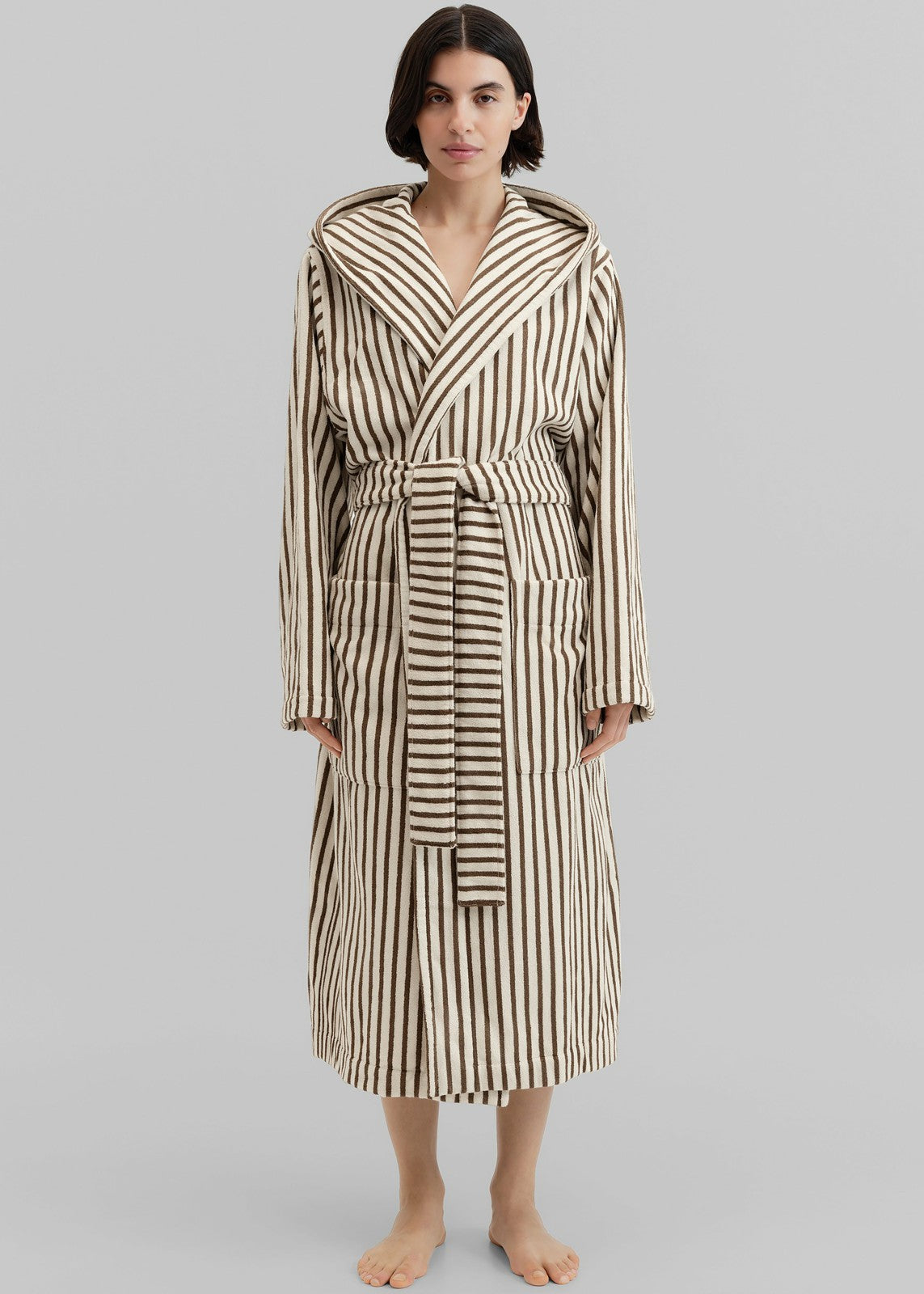Tekla Hooded Bathrobe - Kodiak Stripes