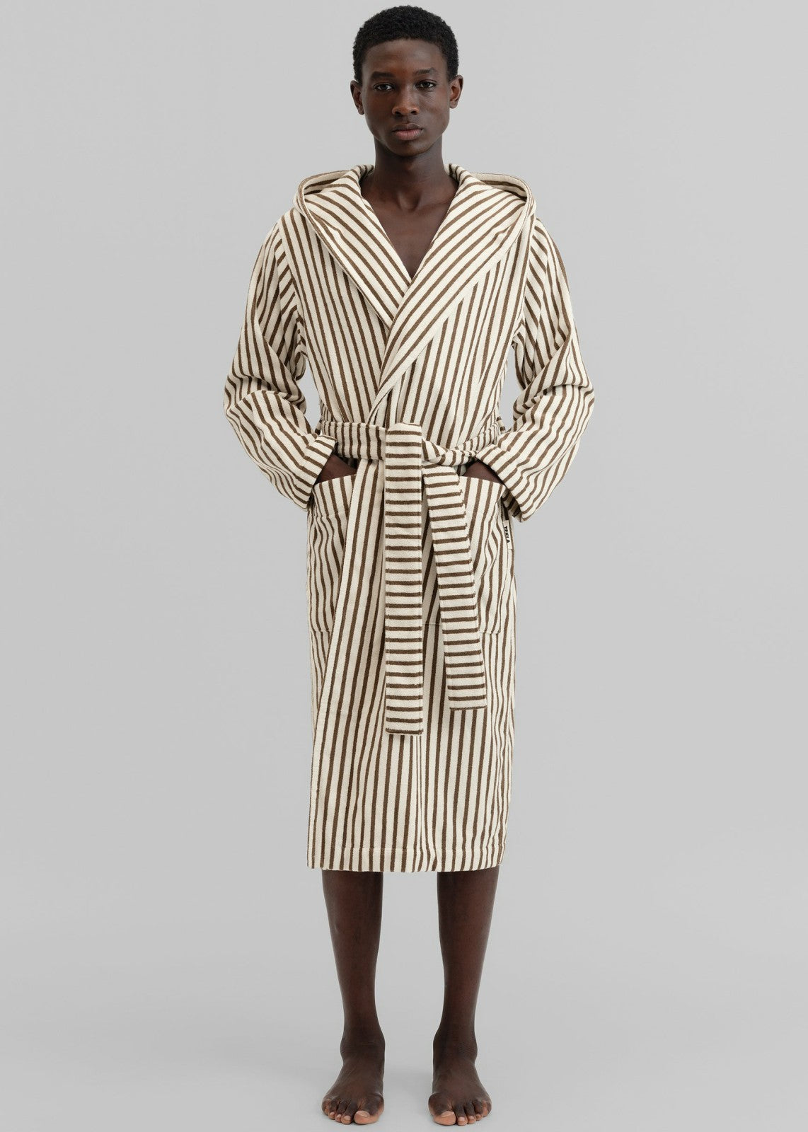 Tekla Hooded Bathrobe - Kodiak Stripes