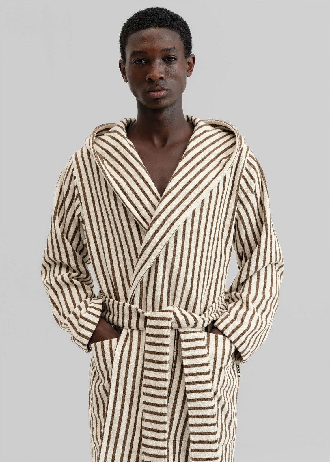 Tekla Hooded Bathrobe - Kodiak Stripes