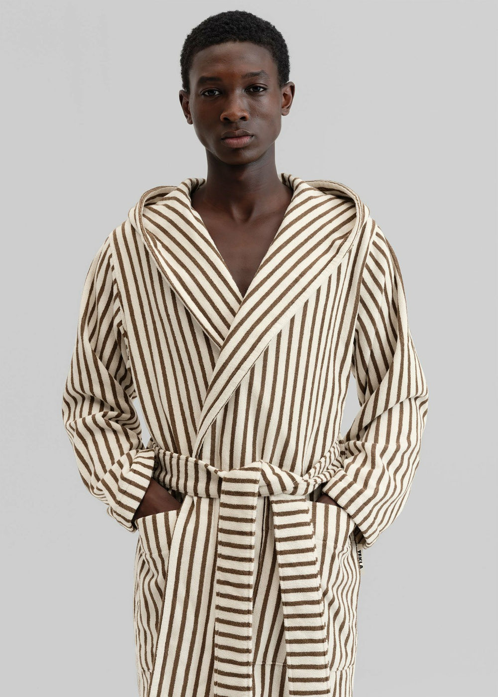 Tekla Hooded Bathrobe - Kodiak Stripes