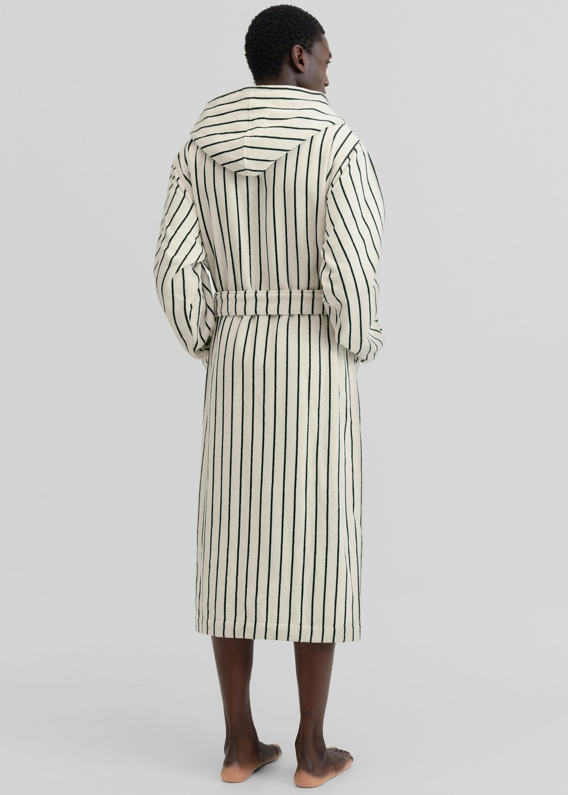 Tekla Hooded Bathrobe - Racing Green Stripes