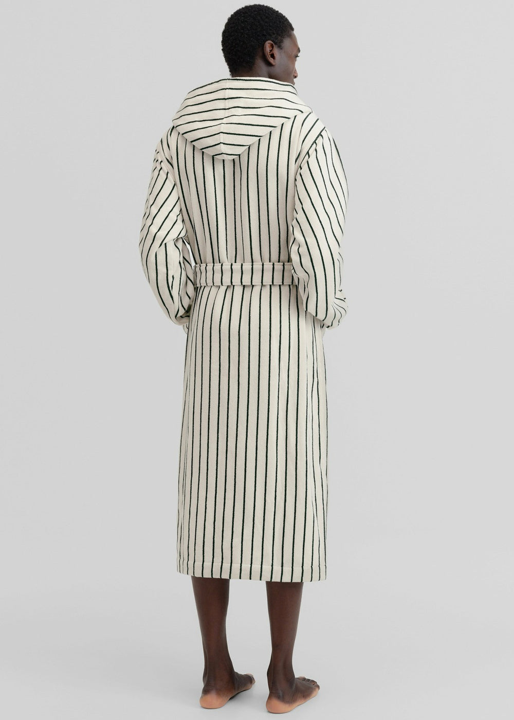 Tekla Hooded Bathrobe - Racing Green Stripes