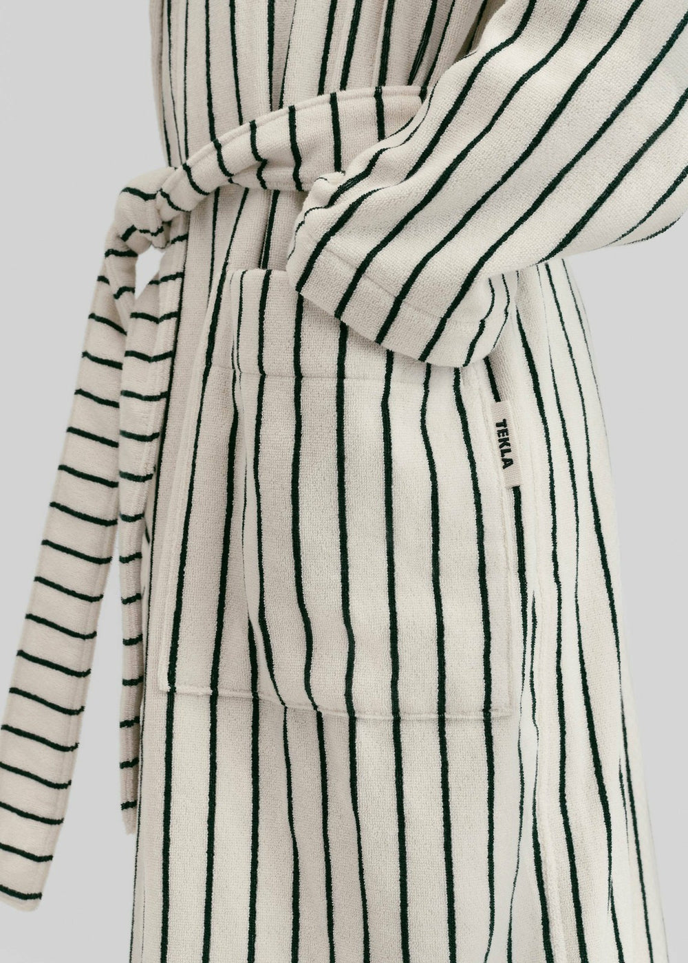 Tekla Hooded Bathrobe - Racing Green Stripes