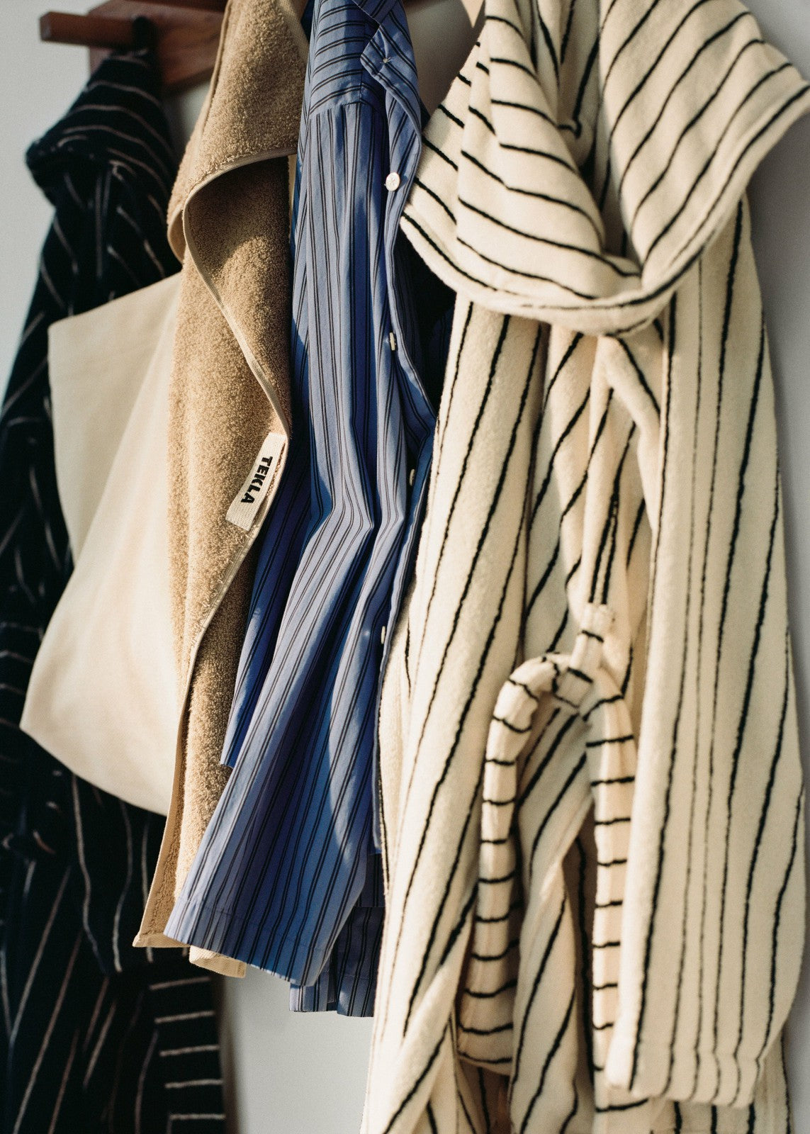 Tekla Hooded Bathrobe - Racing Green Stripes