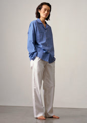 Tekla Poplin Pyjama Shirt - Boro Stripes