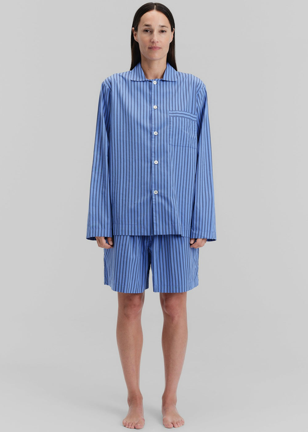 Tekla Poplin Pyjama Shirt - Boro Stripes