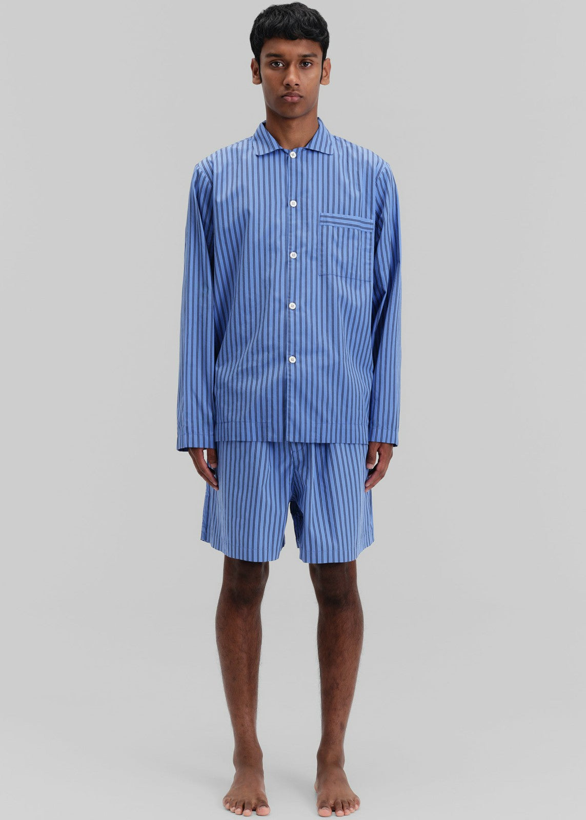 Tekla Poplin Pyjama Shirt - Boro Stripes