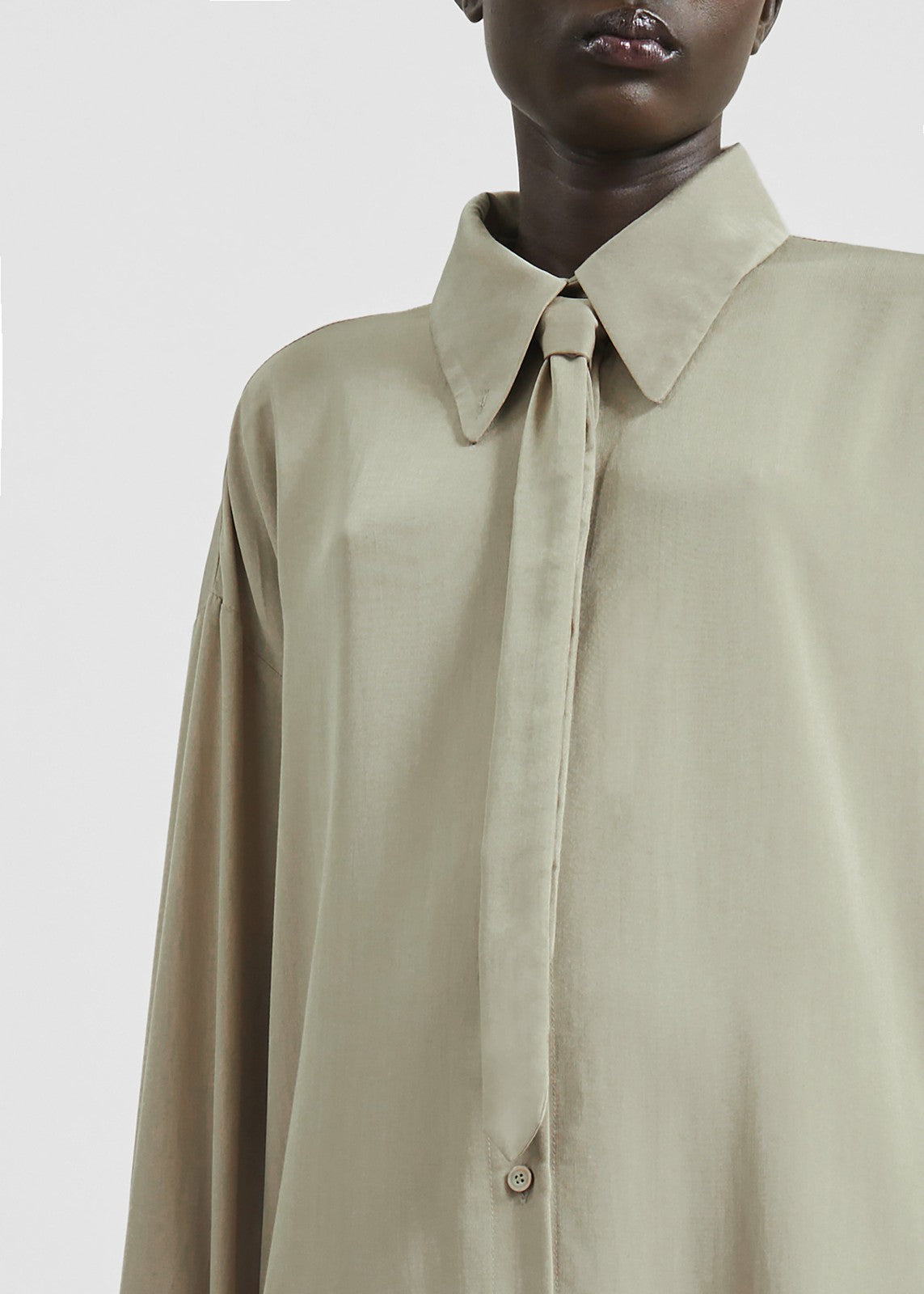 Silvan Neck Tie Shirt Dress - Taupe