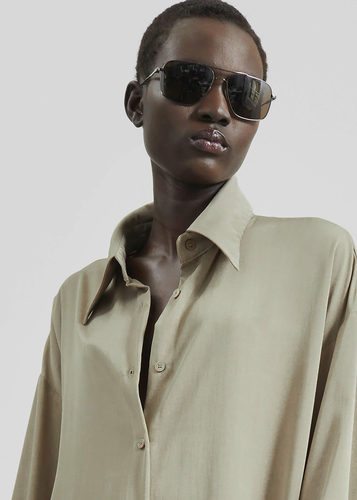 Silvan Neck Tie Shirt Dress - Taupe