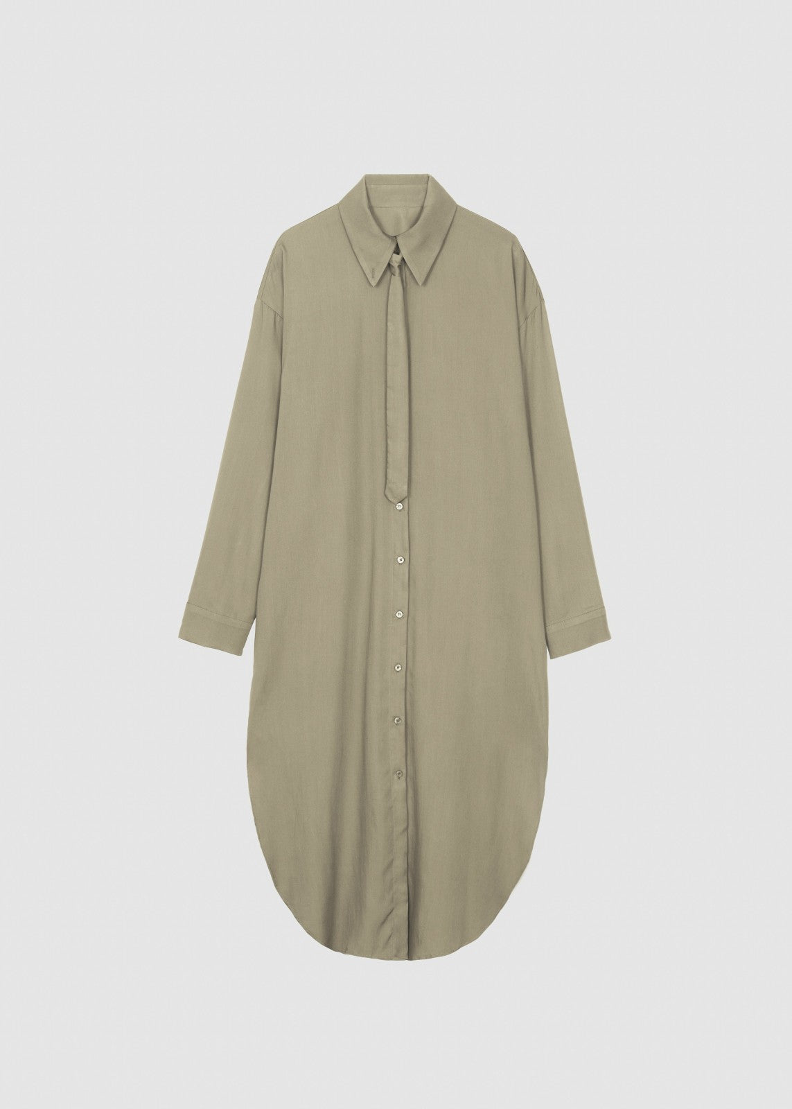 Silvan Neck Tie Shirt Dress - Taupe