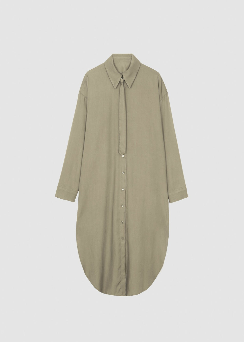 Silvan Neck Tie Shirt Dress - Taupe