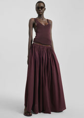 Gaeta Wide Corded Waistband Culottes - Burgundy