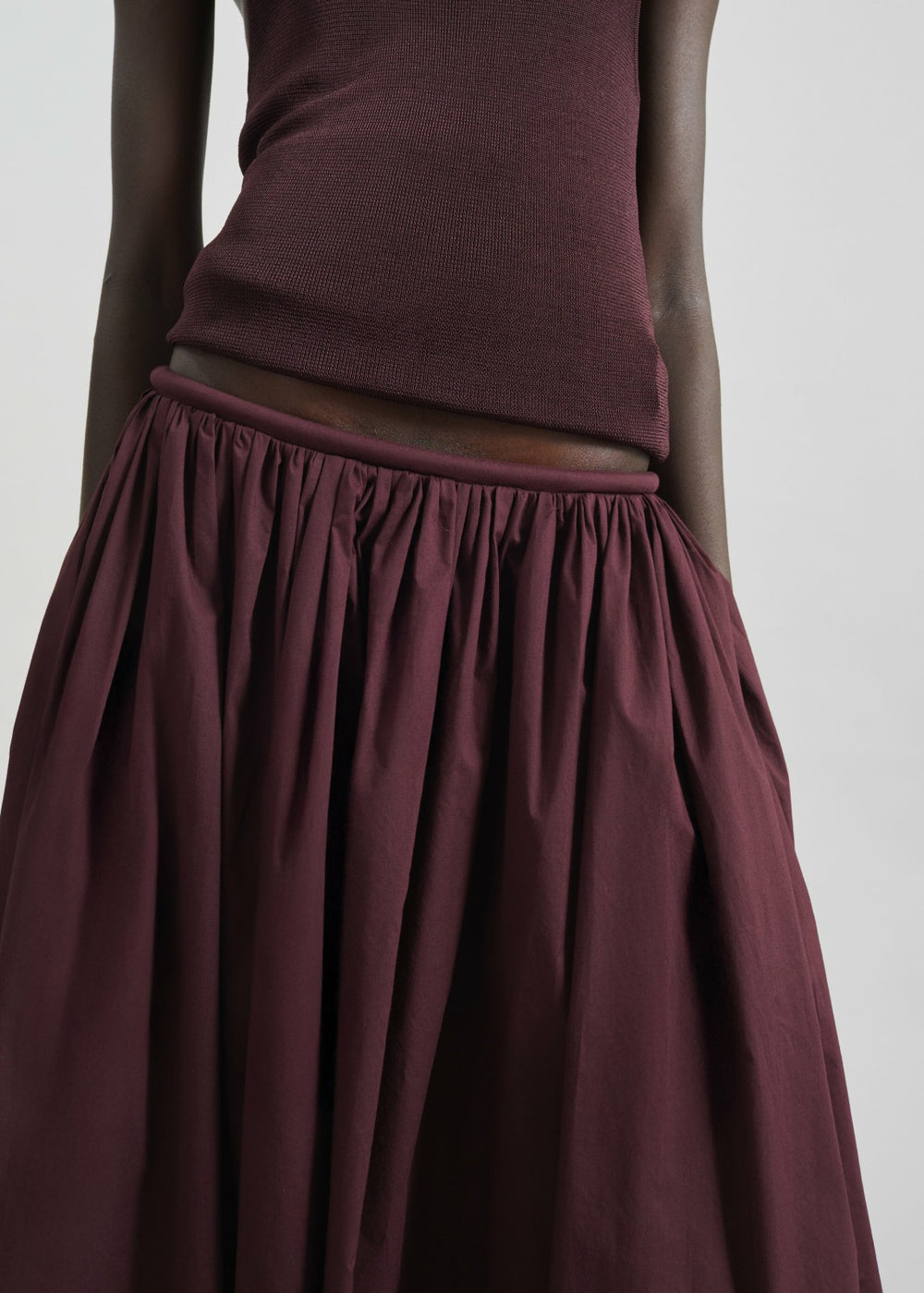 Gaeta Wide Corded Waistband Culottes - Burgundy