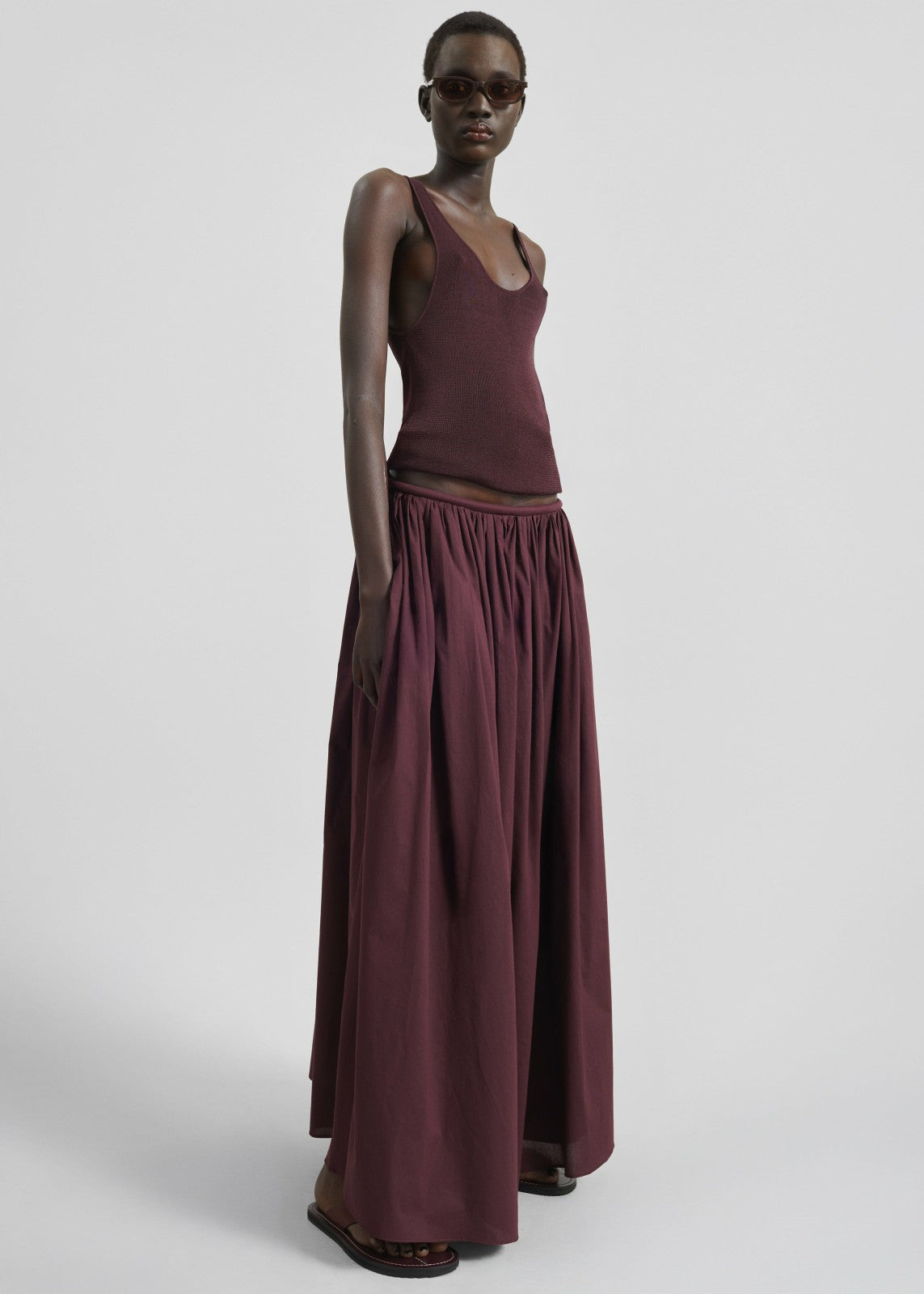 Gaeta Wide Corded Waistband Culottes - Burgundy