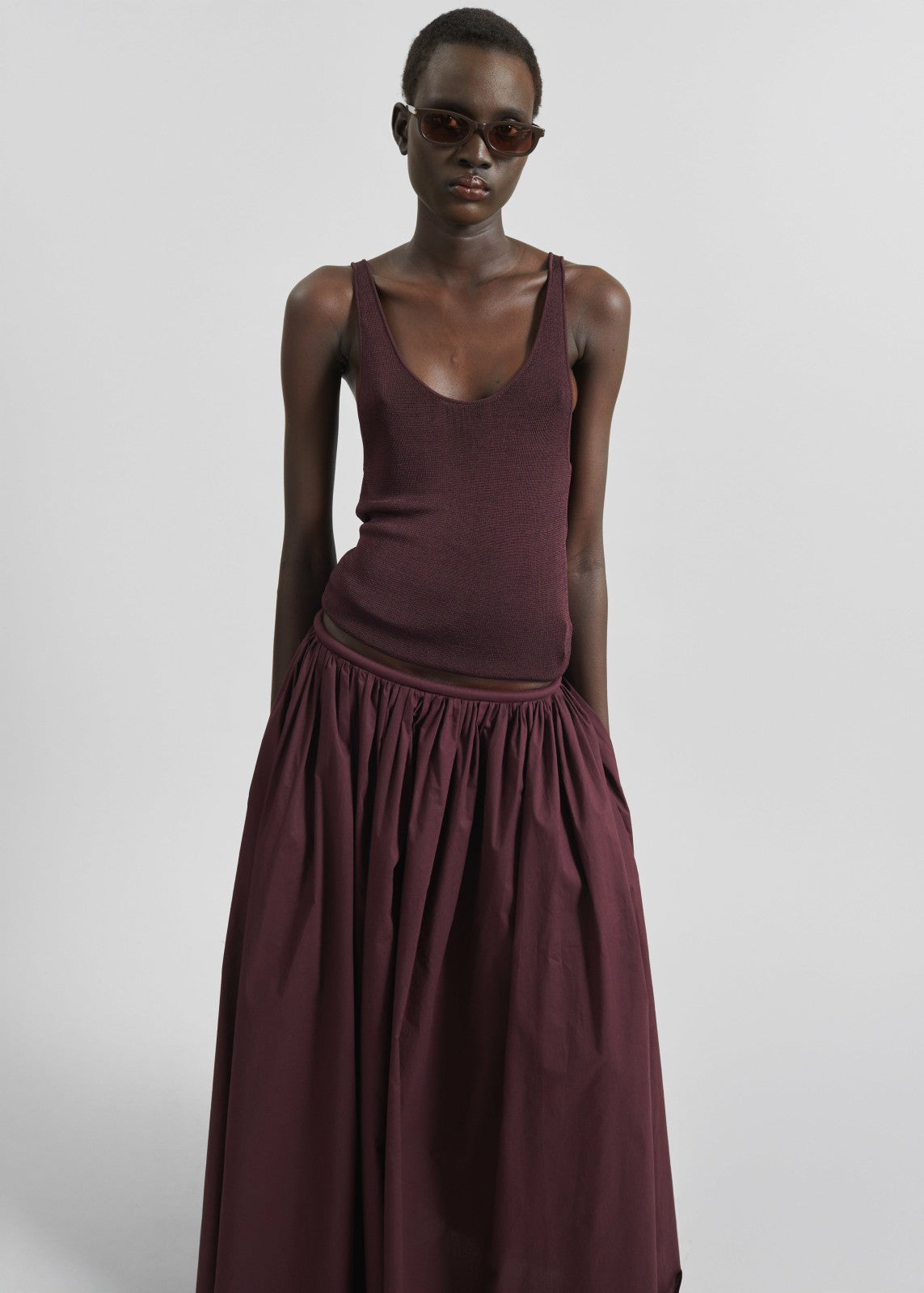 Gaeta Wide Corded Waistband Culottes - Burgundy