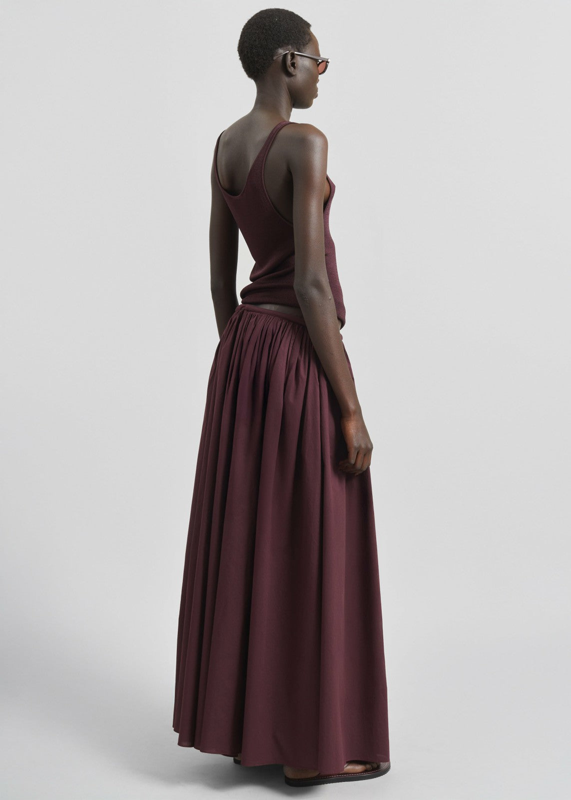 Gaeta Wide Corded Waistband Culottes - Burgundy