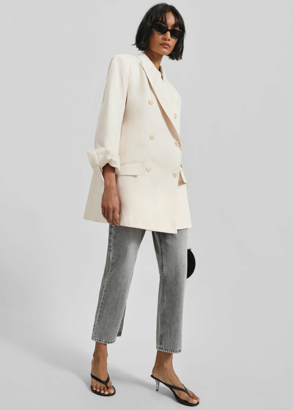 Dunleer Double-Breasted Blazer - Cream