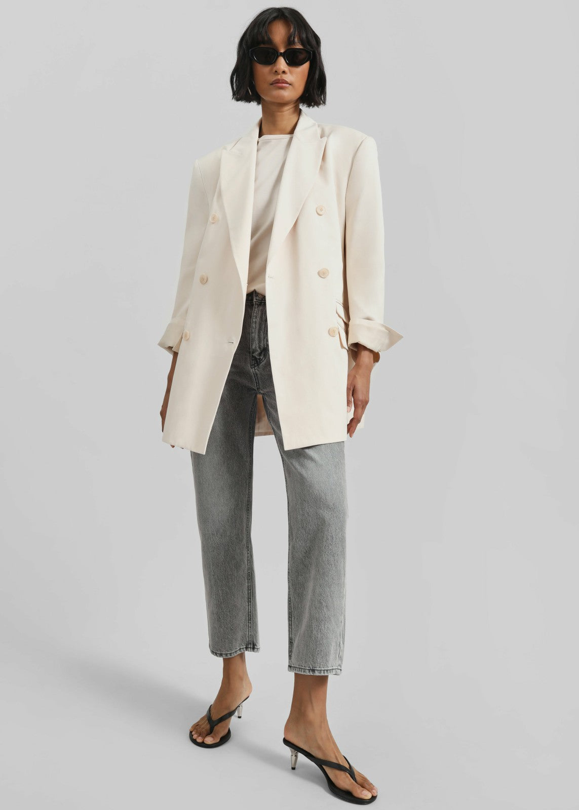 Dunleer Double-Breasted Blazer - Cream