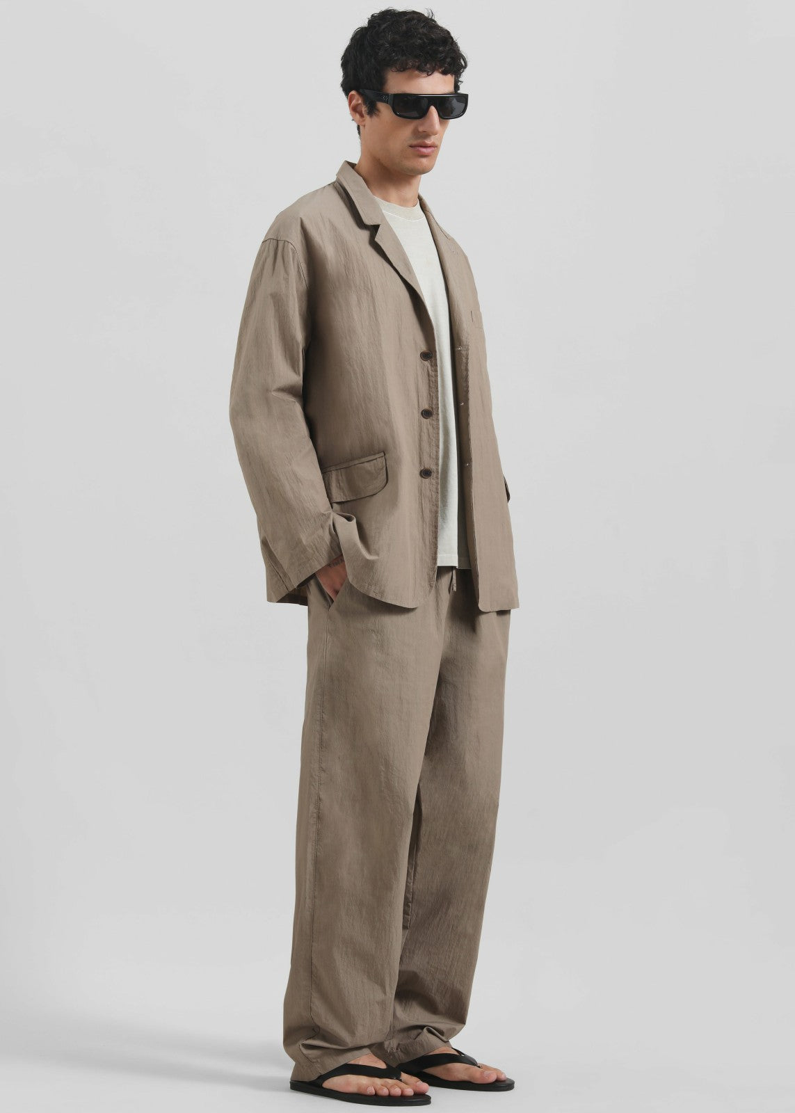 Ohio Crinkled Poplin Blazer - Taupe