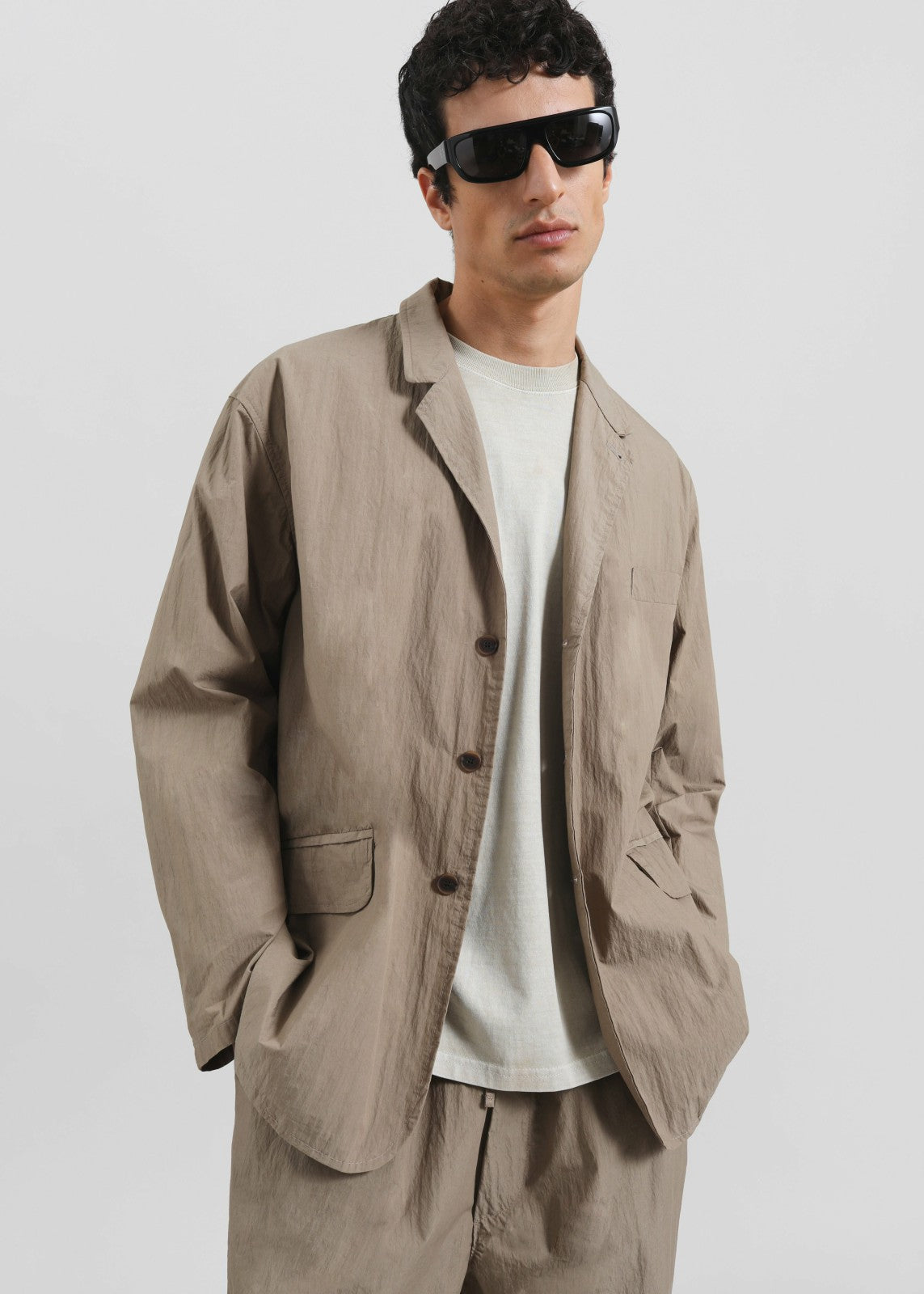 Ohio Crinkled Poplin Blazer - Taupe